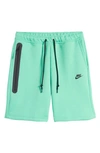 Nike Tech Fleece Sweat Shorts In Spring Green/ Black
