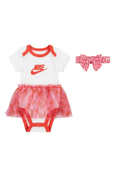 Nike Babies' Tulle Skirted Graphic Bodysuit & Headband Set In White