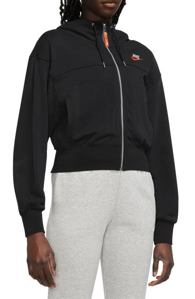 Nike Utility Fleece Hoodie In Black/ Black/ Safety Orange