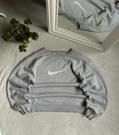 Pre-owned Nike Vintage Big Swoosh Retro Streetwear Sweatshirt In Grey