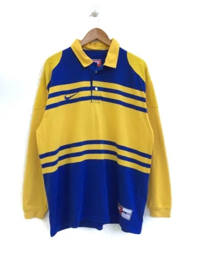 Pre-owned Nike Vintage  Rugby Polo Shirt / Longsleeve In Yellow