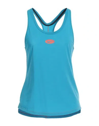 Nike Woman Tank Top Azure Size S Polyester, Elastane, Lycra In Blue