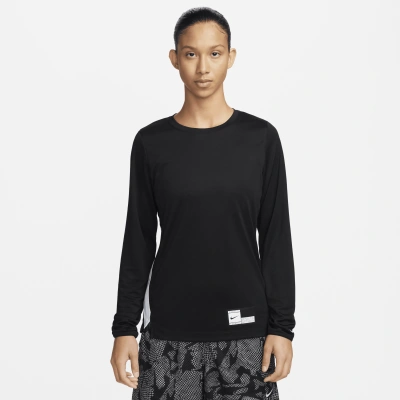 Nike Women's Dri-fit Long-sleeve Warm-up Basketball Top In Black/ White/ White