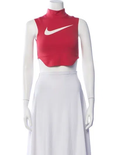 Pre-owned Nike X Ambush Graphic Print Mock Neck Crop Top In Pink