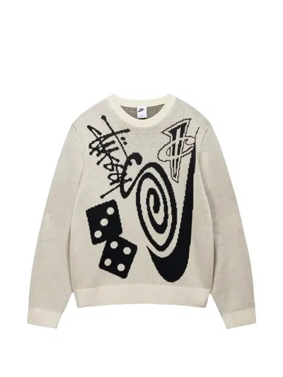Nike X Stüssy Intarsia-knit Sweater In White