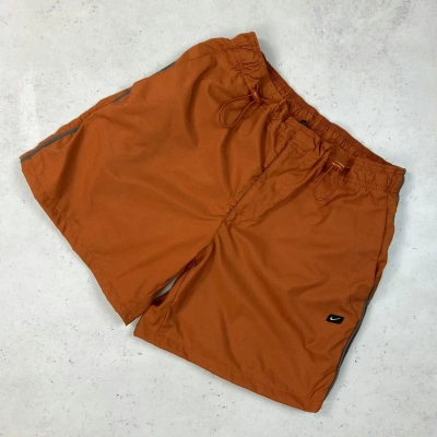 Pre-owned Nike X Vintage 90's Vintage Nike Nylon Track Swoosh Shorts Y2k Tn Style In Orange