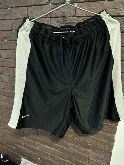 Pre-owned Nike X Vintage Nike Shorts Oversized Y2k Swoosh Drill In Black