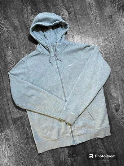 Pre-owned Nike X Vintage Nike Vintage Basic Hoodie Zip Swoosh Drill In Grey