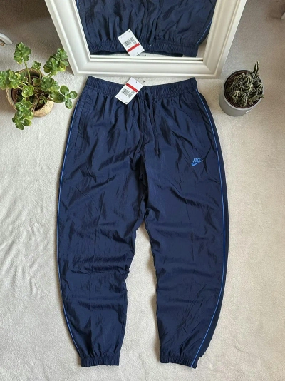 Pre-owned Nike X Vintage Nike Vintage Basic Logo Streetwear Oversize Sweatpants In Blue