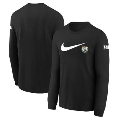 Nike Kids' Youth  Black Boston Celtics Swoosh Long Sleeve T-shirt