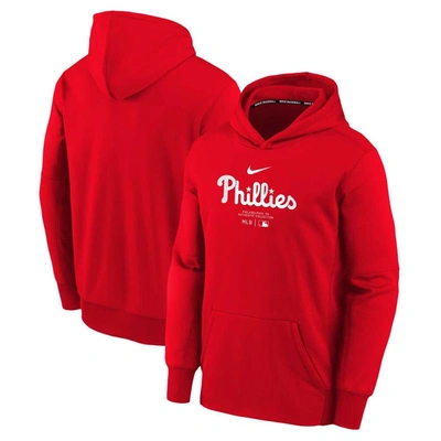 Nike Kids' Youth  Red Philadelphia Phillies Authentic Collection Performance Pullover Hoodie