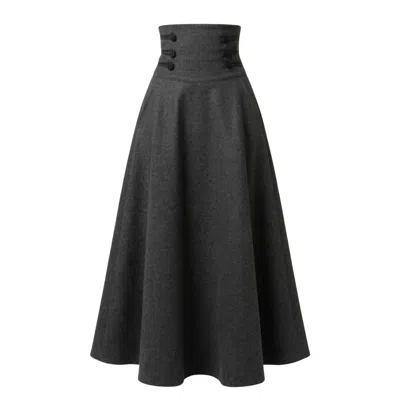 Nikka Place "rose" Dark Gray Wool Maxi Skirt