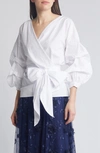 Nikki Lund Anna Tie Waist Wrap Top In White