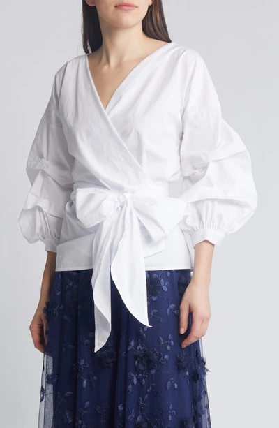Nikki Lund Anna Tie Waist Wrap Top In White