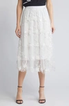 Nikki Lund Audra Floral Appliqué Chiffon Maxi Skirt In White