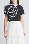 Nikki Lund Florence 3d Flower T-shirt In Black