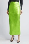 Nikki Lund Iggy Metallic Maxi Skirt In Green