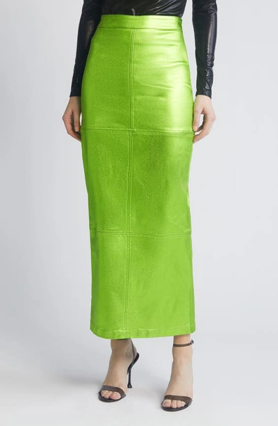 Nikki Lund Iggy Metallic Maxi Skirt In Green