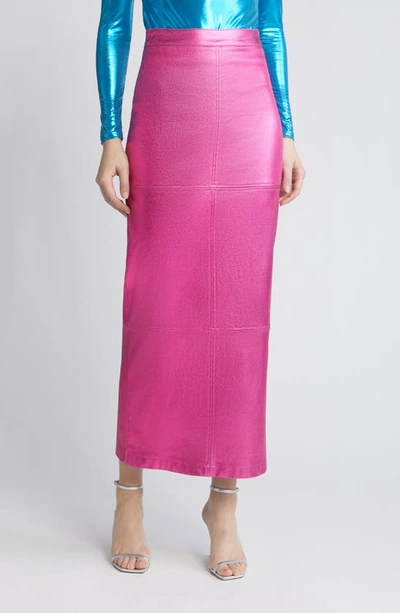 Nikki Lund Iggy Metallic Maxi Skirt In Pink