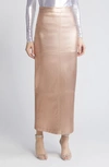 Nikki Lund Iggy Metallic Maxi Skirt In Rosegold