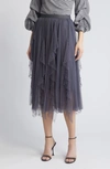 Nikki Lund Wendy Beaded Tulle Skirt In Grey