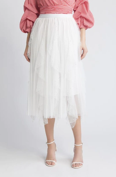 Nikki Lund Wendy Beaded Tulle Skirt In White