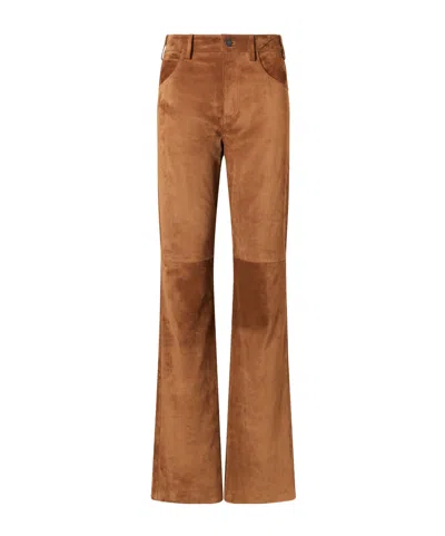 Nili Lotan High-waisted Flared Casual Trousers In Brown