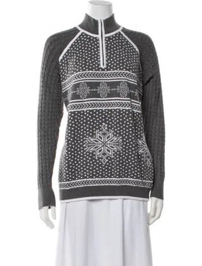 Pre-owned Niløs Patterned Mock Neck Sweater In Grey