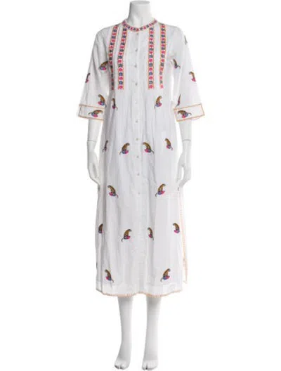 Pre-owned Nimo With Love Animal Print Long Dress In White
