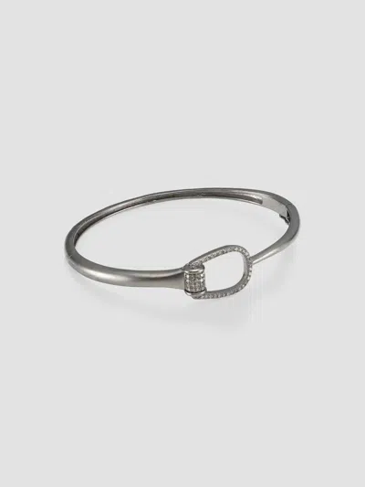 Nina Gilin Diamond Hinged Bangle In Silver