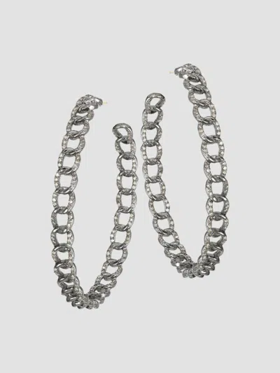 Nina Gilin Diamond Hoop Earrings In Silver