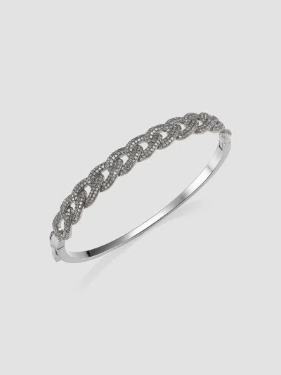 Nina Gilin Diamond Interlocking Link Bangle In Silver