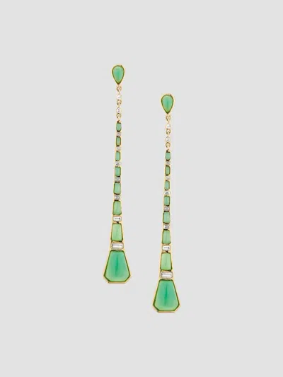 Nina Gilin Women's 14k Yellow Gold, Chrysoprase & 0.4 Tcw Diamond Drop Earrings