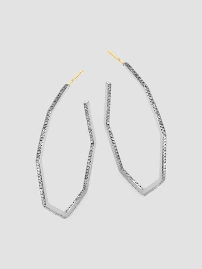 Nina Gilin Women's Black Rhodium-plated & Diamond Inside-outside Geometric Hoop Earrings In Silver