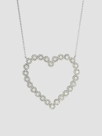 Nina Gilin Women's Black Rhodium-plated Silver & Diamond Cluster Open Heart Pendant Necklace