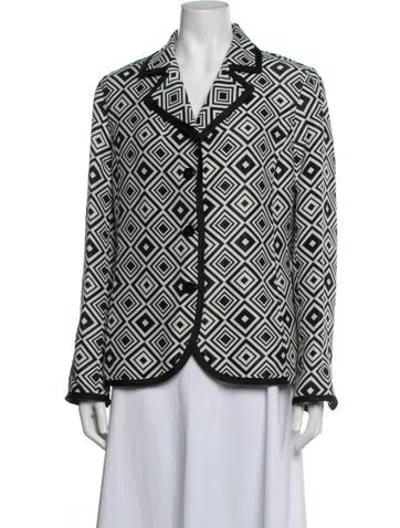 Pre-owned Nina Mclemore Patterned Blazer In Black/white