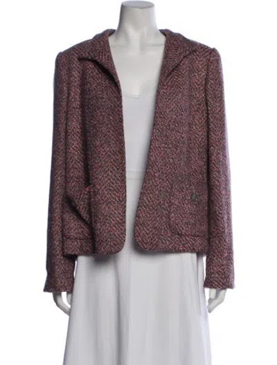 Pre-owned Nina Mclemore Tweed Pattern Blazer In Pink