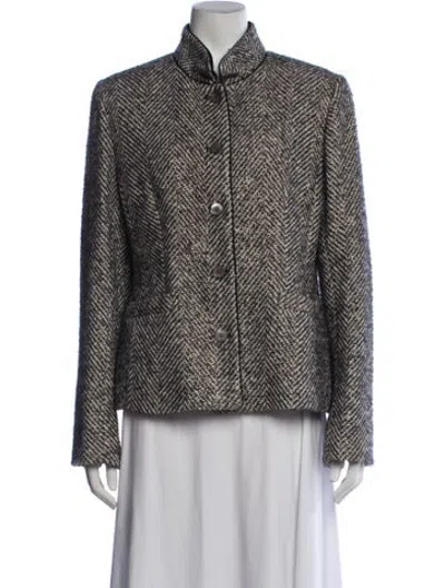 Pre-owned Nina Mclemore Wool Tweed Pattern Blazer In Multicolor