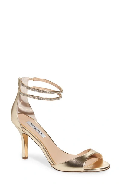 Nina Viktora Ankle Strap Sandal In Platino Metal