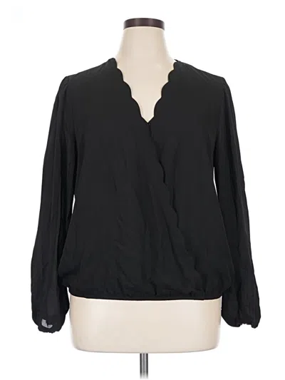 Pre-owned Nine Britton Long Sleeve Blouse In Black