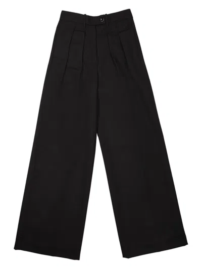 Nine In The Morning Black Loose Pleated Pants In Multi