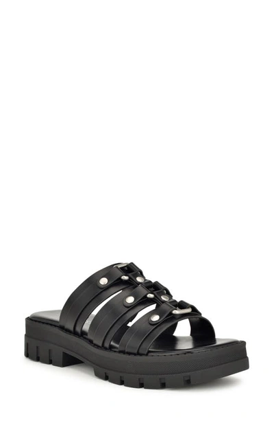 Nine West Cazz Platform Slide Sandal In Black