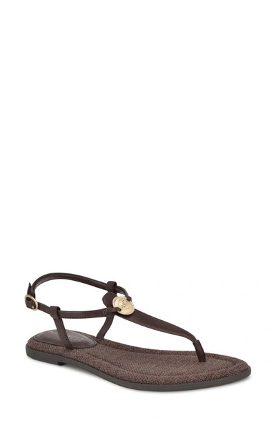 Nine West Dayna Flat Sandal In Dark Brown