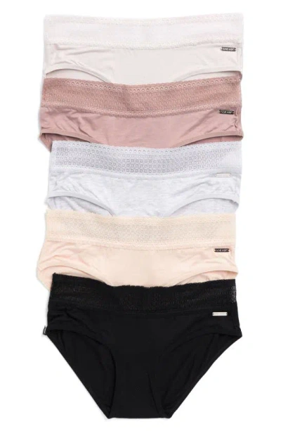 Nine West Lace 5-pack Hipster Panties In Lilac Ash Heather Grey Silver