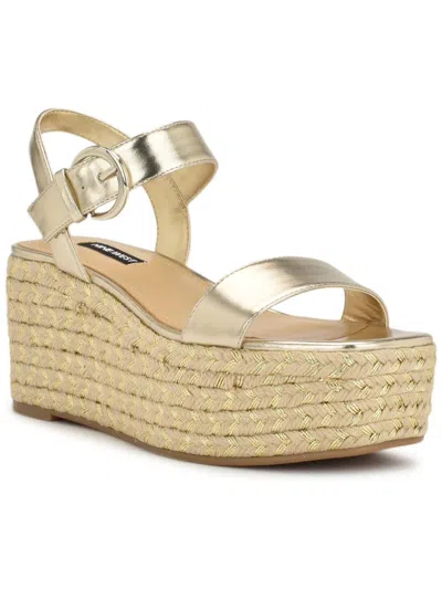 Nine West Nillo 3 Womens Faux Leather Slip On Espadrilles In Gold