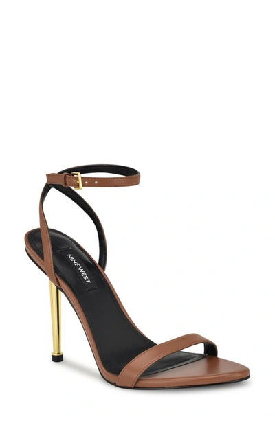 Nine West Reina Ankle Strap Sandal In Medium Brown
