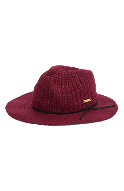 Nine West Rib Knit Panama Hat In Wine