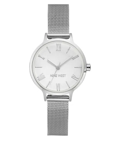 Nine West Women's Quartz Silver-tone Stainless Steel Mesh Band Watch, 31mm