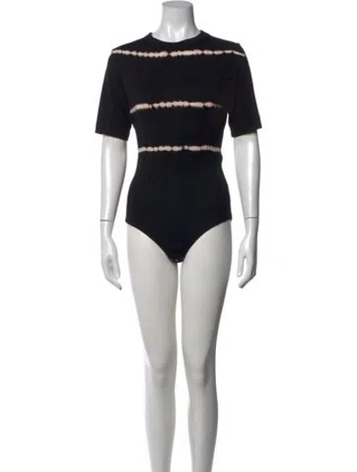 Pre-owned Ninety Percent Tie-dye Print Crew Neck Bodysuit In Black
