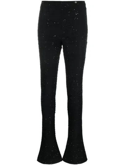 Nissa Crystal-embellished Flared Trousers In Black